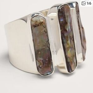 Banana Republic Silver Ring with Abalone Accents. Size 8